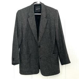 Vintage Georges Marciano Blazer Oversized Dark Gray Wool Silk Fur Blend Size 10